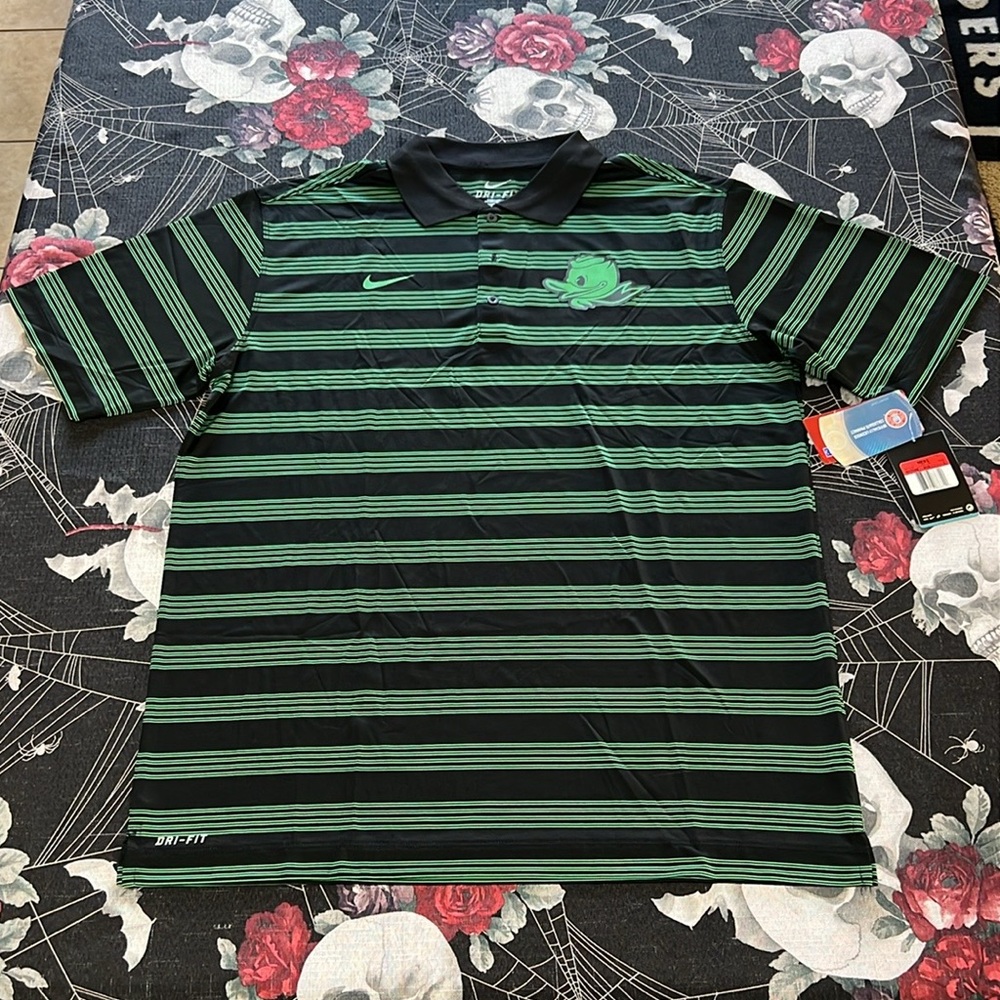 NWT 2014 NIKE DRI-FIT OREGON UNIVERSITY DUCKS POLO GOLF TEE SHIRT SZ MENS LARGE